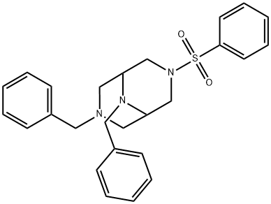 3-benzenesulfonyl-7,9-dibenzyl-3,7,9-triazabicyclo[3.3.1]nonane Struktur