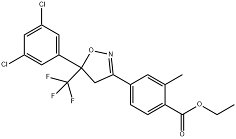 ethyl 4-(5-(3,5-dichlorophenyl)-5-(trifluoromethyl)-4,5-dihydroisoxazol-3-yl)-2-methylbenzoate Struktur