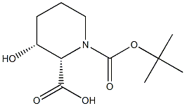 (2S,3R)-1-(tert-butoxycarbonyl)-3-hydroxypiperidine-2-carboxylic acid Struktur