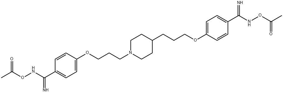 Acetic acid, 1,1'-[1,4-piperidinediylbis(3,1-propanediyloxy-4,1-phenylenecarboniMidoylazanylidene)] ester Struktur