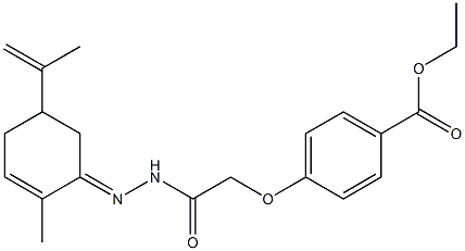 ethyl 4-{2-[2-(5-isopropenyl-2-methyl-2-cyclohexen-1-ylidene)hydrazino]-2-oxoethoxy}benzoate Struktur