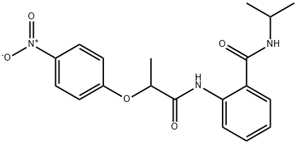 N-isopropyl-2-{[2-(4-nitrophenoxy)propanoyl]amino}benzamide Struktur