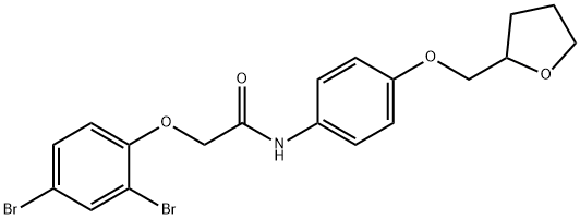 2-(2,4-dibromophenoxy)-N-[4-(tetrahydro-2-furanylmethoxy)phenyl]acetamide Struktur