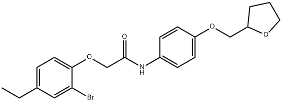 2-(2-bromo-4-ethylphenoxy)-N-[4-(tetrahydro-2-furanylmethoxy)phenyl]acetamide Struktur