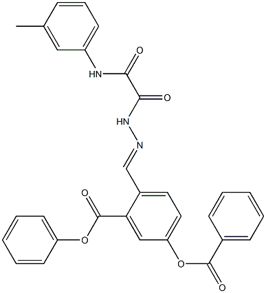 5-(benzoyloxy)-2-[(1E)-({[(3-methylphenyl)carbamoyl]formamido}imino)methyl]phenyl benzoate Struktur