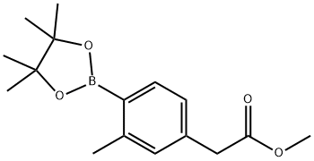 methyl [3-methyl-4-(4,4,5,5-tetramethyl-1,3,2-dioxaborolane-2-yl)phenyl]acetate Struktur