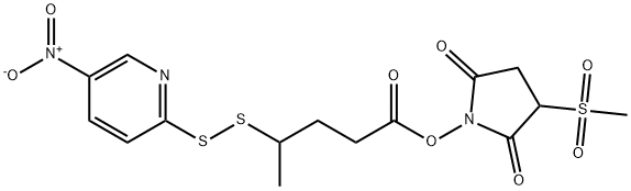 3-(Methylsulfonyl)-2,5-dioxopyrrolidin-1-yl 4-((5-nitropyridin-2-yl)disulfanyl)pentanoate Struktur