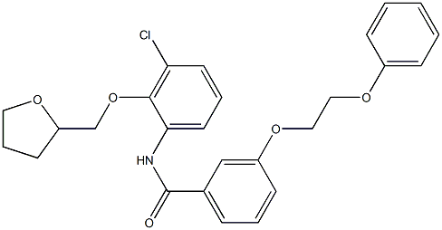 N-[3-chloro-2-(tetrahydro-2-furanylmethoxy)phenyl]-3-(2-phenoxyethoxy)benzamide Struktur