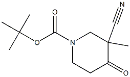 tert-butyl 3-cyano-3-methyl-4-oxopiperidine-1-carboxylate Struktur