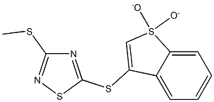 5-[(1,1-dioxido-1-benzothien-3-yl)sulfanyl]-3-(methylsulfanyl)-1,2,4-thiadiazole Struktur