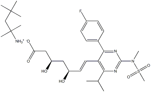 2,4,4-trimethylpentan-2-aminium (3R,5S,6E)-7-{4-(4-fluorophenyl)-6-isopropyl-2-[methyl(methylsulfonyl)amino]pyrimidin-5-yl}-3,5-dihydroxyhept-6-enoate Struktur