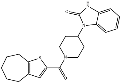 1,3-Dihydro-1-[1-[(5,6,7,8-tetrahydro-4H-cyclohepta[b]thien-2-yl)carbonyl]-4-piperidinyl]-2H-benzimidazol-2-one Struktur