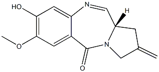 (S)-8-hydroxy-7-methoxy-2-methylene-2,3-dihydro-1H-benzo[e]-pyrrolo[1,2-a][1,4]diazepin-5(11aH)-one Struktur