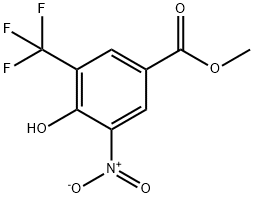 4-Hydroxy-3-nitro-5-trifluoromethylbenzoic acid methyl ester Struktur