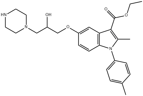 ethyl 5-[2-hydroxy-3-(1-piperazinyl)propoxy]-2-methyl-1-(4-methylphenyl)-1H-indole-3-carboxylate Struktur