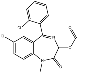 2H-1,4-Benzodiazepin-2-one, 3-(acetyloxy)-7-chloro-5-(2-chlorophenyl)-1,3-dihydro-1-methyl- Struktur