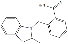 2-[(2-methyl-2,3-dihydro-1H-indol-1-yl)methyl]benzene-1-carbothioamide Struktur