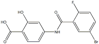 4-[(5-bromo-2-fluorobenzene)amido]-2-hydroxybenzoic acid Struktur