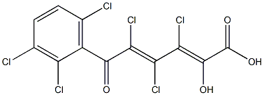 (2E,4E)-2-Hydroxy-3,4,5-trichloro-6-oxo-6-(2,3,6-trichlorophenyl)-2,4-hexadienoic acid Struktur