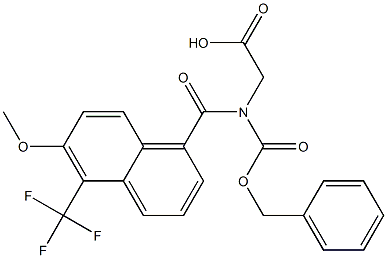 [N-(Benzyloxycarbonyl)-N-[oxo[5-(trifluoromethyl)-6-methoxy-1-naphtyl]methyl]amino]acetic acid Struktur