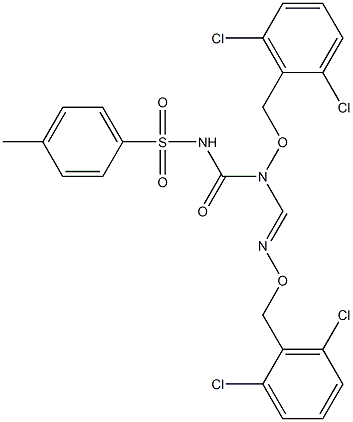 ({[[(2,6-dichlorobenzyl)oxy]({[(2,6-dichlorobenzyl)oxy]imino}methyl)amino]carbonyl}amino)(4-methylphenyl)dioxo-lambda~6~-sulfane Struktur