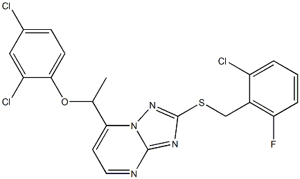 2-[(2-chloro-6-fluorobenzyl)sulfanyl]-7-[1-(2,4-dichlorophenoxy)ethyl][1,2,4]triazolo[1,5-a]pyrimidine Struktur