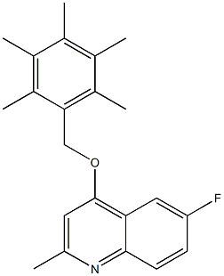 6-fluoro-2-methyl-4-[(2,3,4,5,6-pentamethylbenzyl)oxy]quinoline Struktur