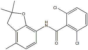 2,6-dichloro-N-(2,2,4-trimethyl-2,3-dihydro-1-benzofuran-7-yl)benzenecarboxamide Struktur