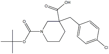 1-(tert-butoxycarbonyl)-3-(4-chlorobenzyl)-3-piperidinecarboxylic acid Struktur