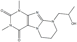 9-(2-hydroxypropyl)-1,3-dimethyl-1,2,3,4,6,7,8,9-octahydropyrimido[2,1-f]purine-2,4-dione Struktur