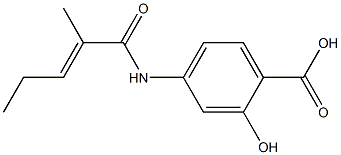 2-hydroxy-4-{[(2E)-2-methylpent-2-enoyl]amino}benzoic acid Struktur