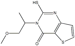 2-mercapto-3-(2-methoxy-1-methylethyl)thieno[3,2-d]pyrimidin-4(3H)-one Struktur