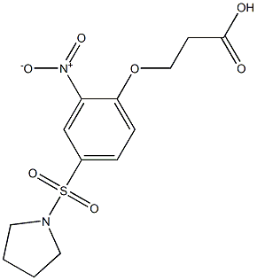 3-[2-nitro-4-(pyrrolidin-1-ylsulfonyl)phenoxy]propanoic acid Struktur