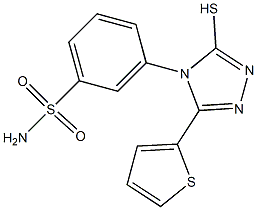 3-[3-sulfanyl-5-(thiophen-2-yl)-4H-1,2,4-triazol-4-yl]benzene-1-sulfonamide Struktur