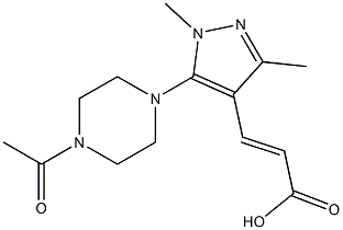 3-[5-(4-acetylpiperazin-1-yl)-1,3-dimethyl-1H-pyrazol-4-yl]prop-2-enoic acid Struktur