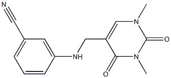 3-{[(1,3-dimethyl-2,4-dioxo-1,2,3,4-tetrahydropyrimidin-5-yl)methyl]amino}benzonitrile Struktur