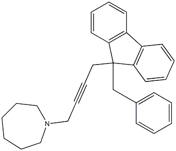 1-((9-benzyl)fluoren-9-yl)-4-(hexahydro-1H-azepin-1-yl)but-2-yne Struktur