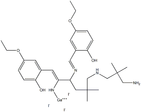 (bis(5-ethoxy-2-hydroxybenzylidene)-N,N''-bis(2,2-dimethyl-3-aminopropyl)ethylenediamine)gallium(III) iodide Struktur