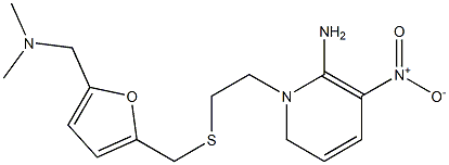 N-(2-(((5-(dimethylaminomethyl)-2-furanyl)methyl)thio)ethyl)-(3-nitro-1,6-dihydropyridin-2-yl)amine Struktur