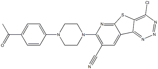 7-(N-4'-acetylphenylpiperazino)-8-cyano-4-chloropyrido(3',2'-4,5)thieno(3,2-d)-1,2,3-triazine Struktur