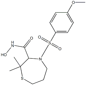 N-hydroxy-4-((4-methoxyphenyl)sulfonyl)-2,2-dimethylhexahydro-1,4-thiazepine-3-carboxamide Struktur