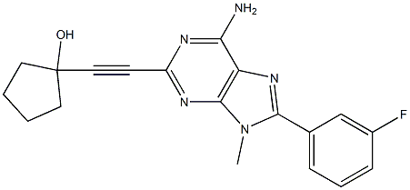 1-(2-(6-amino-8-(3-fluorophenyl)-9-methyl-9H-2-purinyl)-1-ethynyl)-1-cyclopentanol Struktur