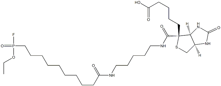 10-(fluoroethoxyphosphinyl)-N-(biotinamidopentyl)decanamide Struktur