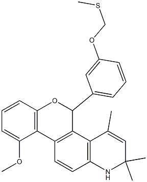 1,2-dihydro-10-methoxy-2,2,4-trimethyl-5-(3-methylthiomethoxyphenyl)-5H-chromeno(3,4-f)quinoline Struktur