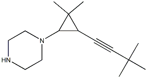 1-[3-(3,3-dimethylbut-1-ynyl)-2,2-dimethyl-cyclopropyl]piperazine Struktur