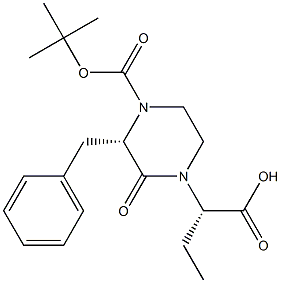 (S)-2-((S)-4-(TERT-BUTOXYCARBONYL)-3-BENZYL-2-OXOPIPERAZIN-1-YL)BUTANOICACID Struktur