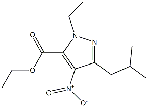 1-ETHYL-3-(2-METHYLPROPYL)-4-NITRO-1H-PYRAZOLE-5-CARBOXYLICACIDETHYLESTER Struktur