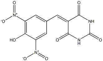 5-(4-hydroxy-3,5-dinitrobenzylidene)hexahydropyrimidine-2,4,6-trione Struktur