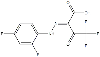 2-[(E)-2-(2,4-difluorophenyl)hydrazono]-4,4,4-trifluoro-3-oxobutanoic acid Struktur