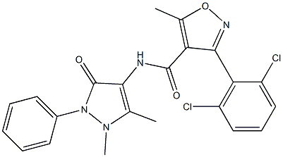 3-(2,6-dichlorophenyl)-N-(1,5-dimethyl-3-oxo-2-phenyl-2,3-dihydro-1H-pyrazol-4-yl)-5-methyl-4-isoxazolecarboxamide Struktur